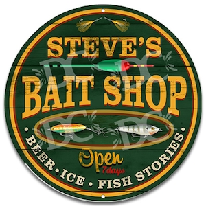 Bait Shop Customized Sign, Bait Shop Signs, Fishing Sign Ideas, Angler Signs, Rustic Fishing Signs, Personalized Fishing Decor