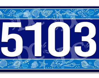Seashell Ceramic House Number Plaque: Nautical Address Sign
