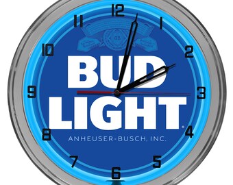 Busch LATTE Light Beer 19" Double Neon Clock Blue Neon Man Cave Bar Game Room V2 Busch LATTE Light Beer 19" Double Neon Clock Blue Neon Man Cave Bar Game Room V2