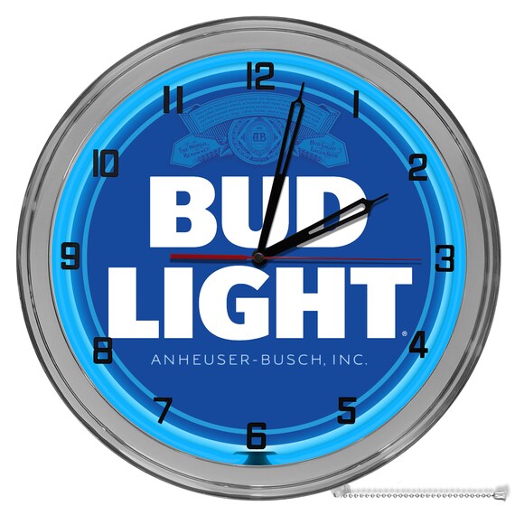 16" Busch Beer Sign Blue Neon Clock Man Cave Garage Bar 