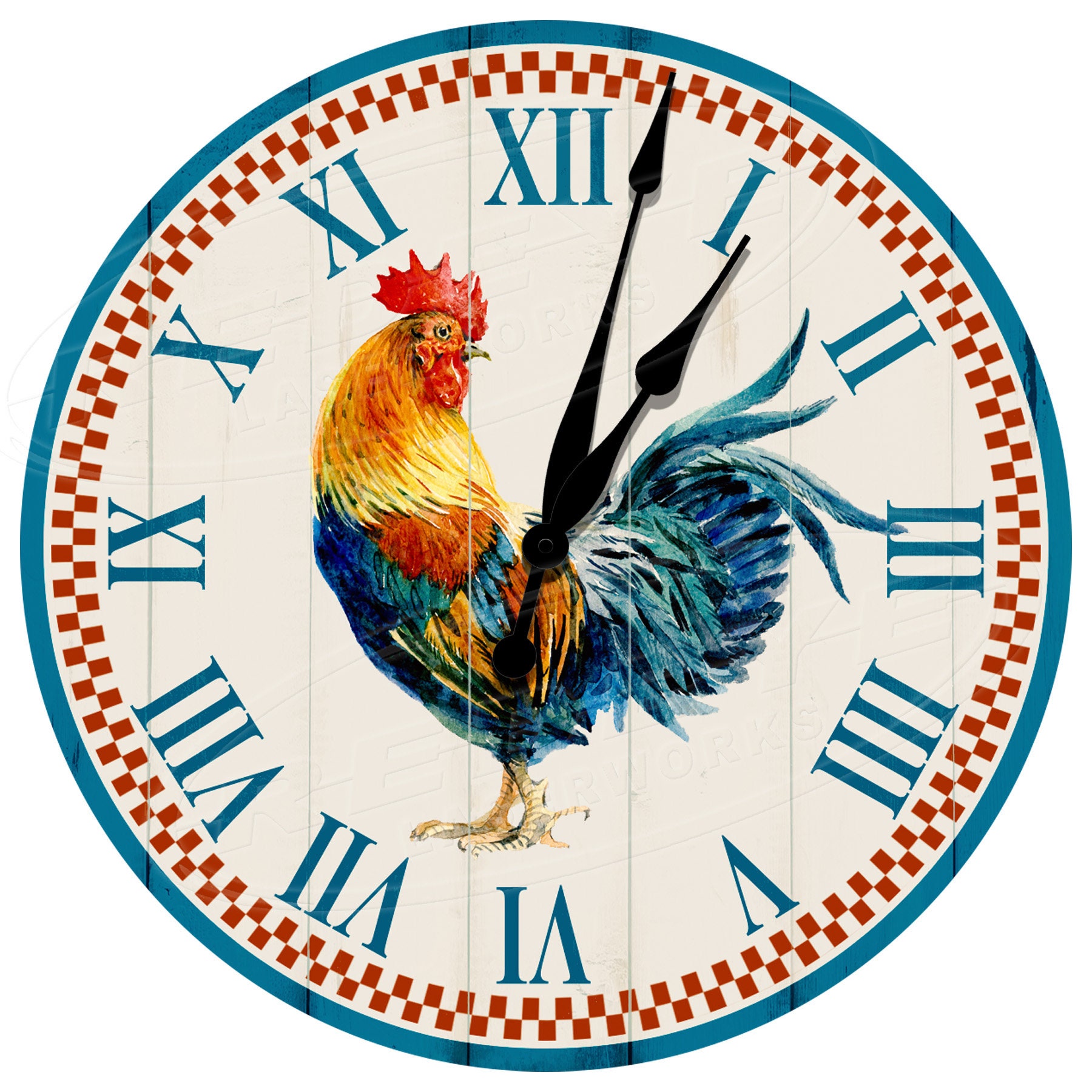 Farmhouse Rooster Wall Clock Country Kitchen Clock Rooster Etsy