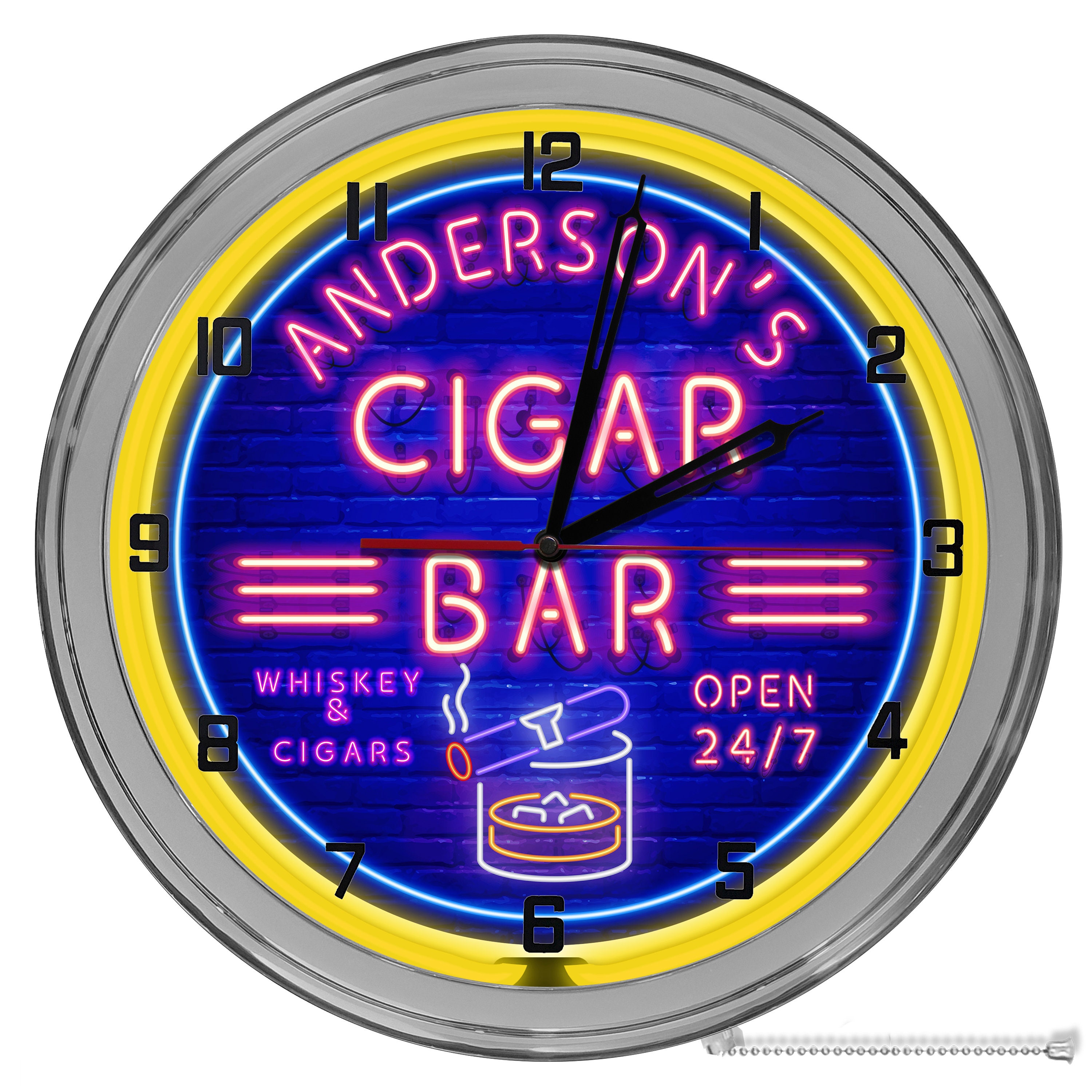 Cigar Bar 16 Neon Clock Custom Burboun Bar Clock Neon Etsy