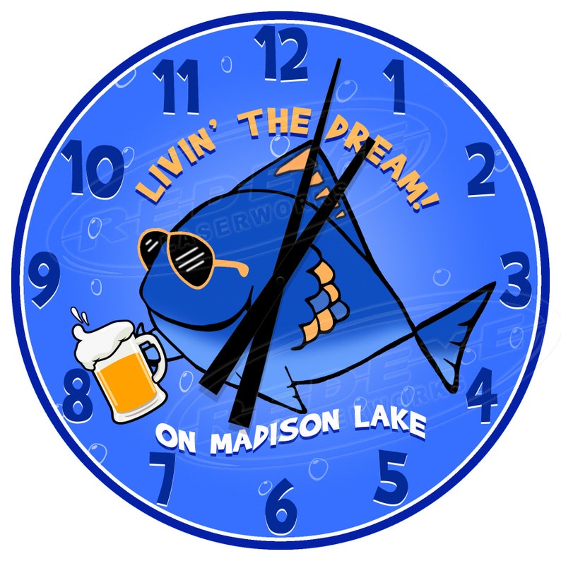 Lake House Clock Fishing Cabin Clock Custom Lake Etsy