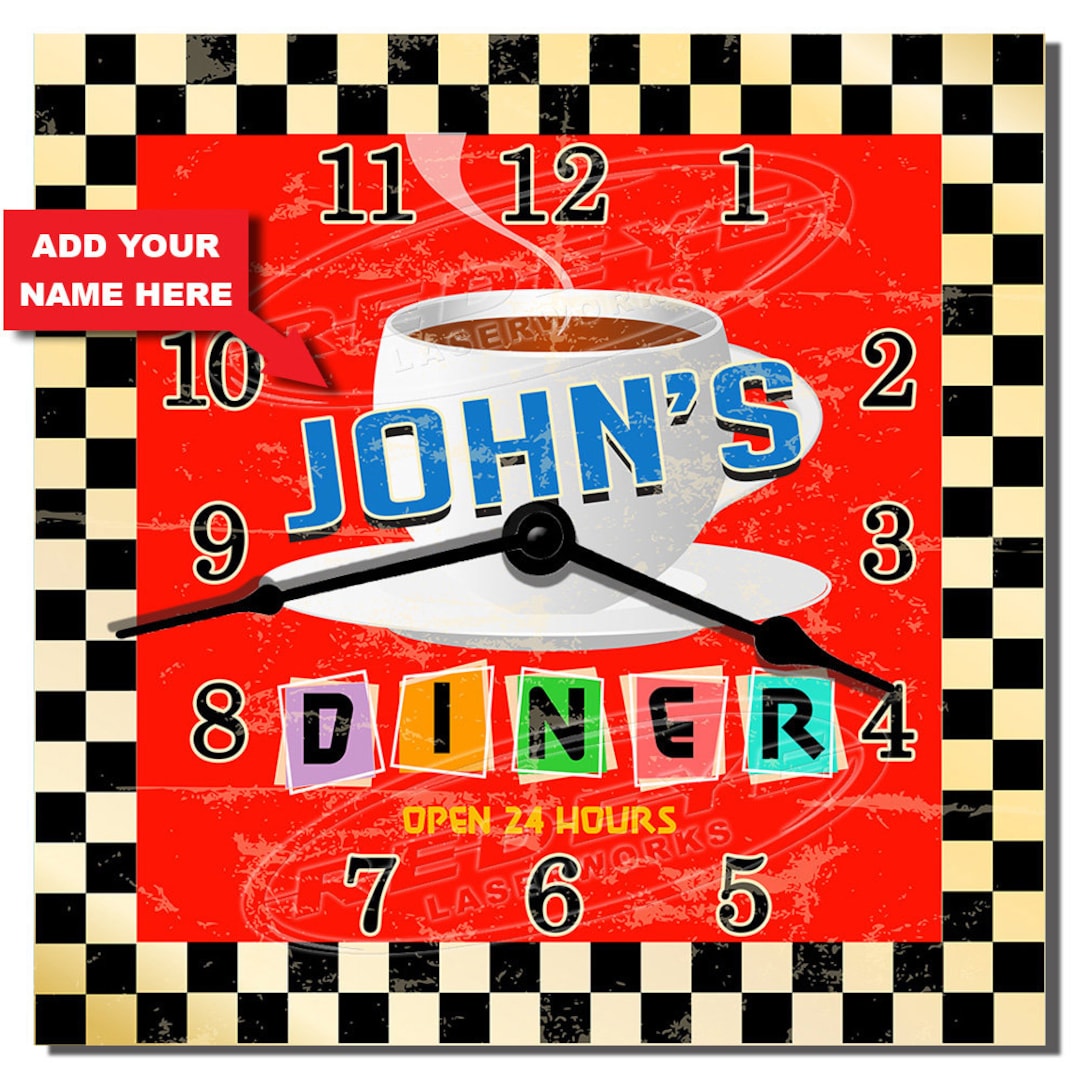 Restaurant Diner Clock Customized, Retro Diner Clock, Restaurant Diner