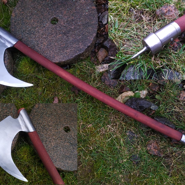 Death Dealer axe, barbarian axe with curved  handle, battle axe, new year gift, german axe, viking axe, scandinavian axe, berserker axe
