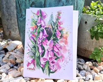 Foxgloves Blank Fine Art Greeting Card