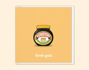 Love You Card | Funny Valentines Card For Her | Love You Card | For Husband, Wife, Boyfriend, Girlfriend, Best Friend, Yeast Extract Spread