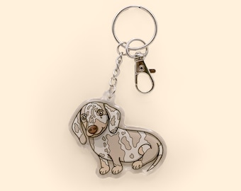 Dachshund Keyring | Isabella Dapple Dachshund Keychain | Dachshund Gifts | Sausage Dog Keyring | Weiner Dog Accessories | Dog Lead Clips