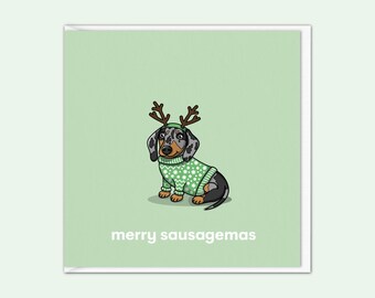 Dachshund Christmas Card | Silver Dapple Sausage Dog Xmas Card | Dogs Christmas Card | Funny Card | From The Dog | Pet Owners