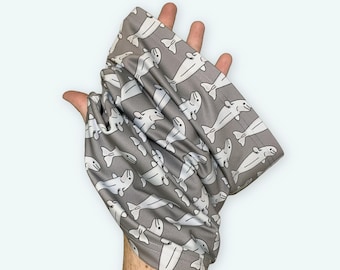 Beluga Whale Snood Grey Face Mask | Patterned Neck Scarf | Face Covering | For Her, Kids | Men Women | In The UK | Gift Ideas Presents