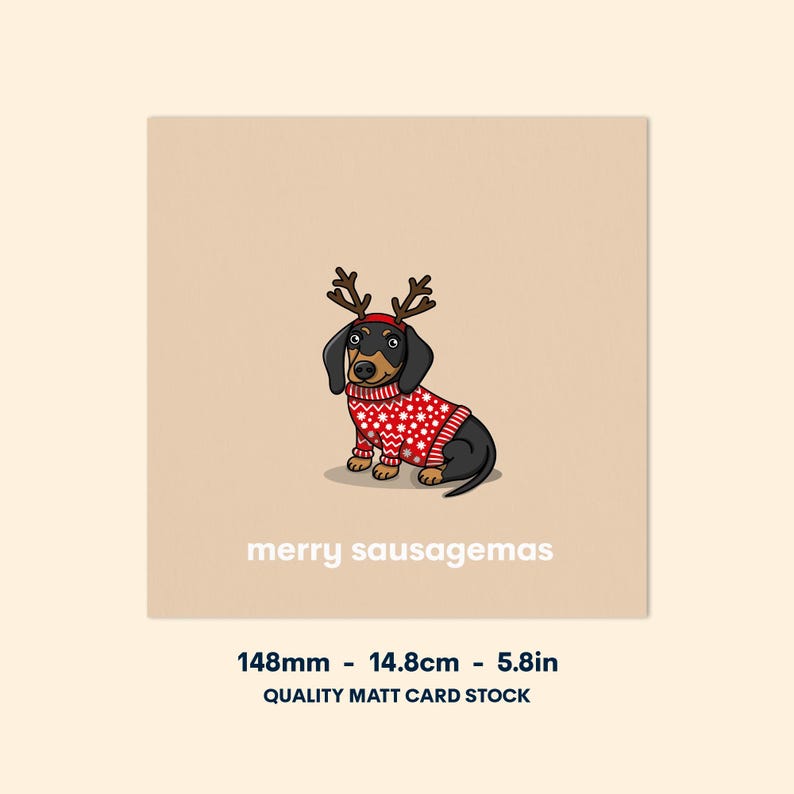Black and Tan dachshund christmas card