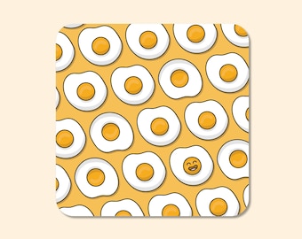 Fried Egg Coaster | Smiley Fried Egg | Breakfast Coaster | Egg Gifts | Cute Kitchenware | Cute Dining & Tableware | Sunny Side Up