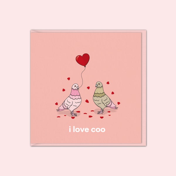 Pigeon Valentines Card | Funny Valentines Card For Her | I Love Coo | For Husband, Wife, Boyfriend, Girlfriend, Best Friend, Crazy Pigeon