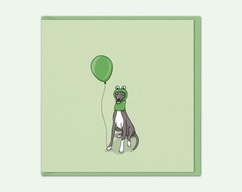 Italian Greyhound Birthday Card | Frog Birthday Card | Whippet Birthday Card | Card From The Dog | Iggy Frog Hat | Congrats | Froggo Gifts