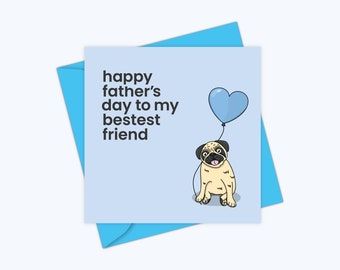 Pug Vaderdagkaart | Tan pug kaart | Leuke kaart voor papa | Vaderdagkaart van de hond | Kaart voor hondenpapa | Hond papa | oom | Mops geschenken