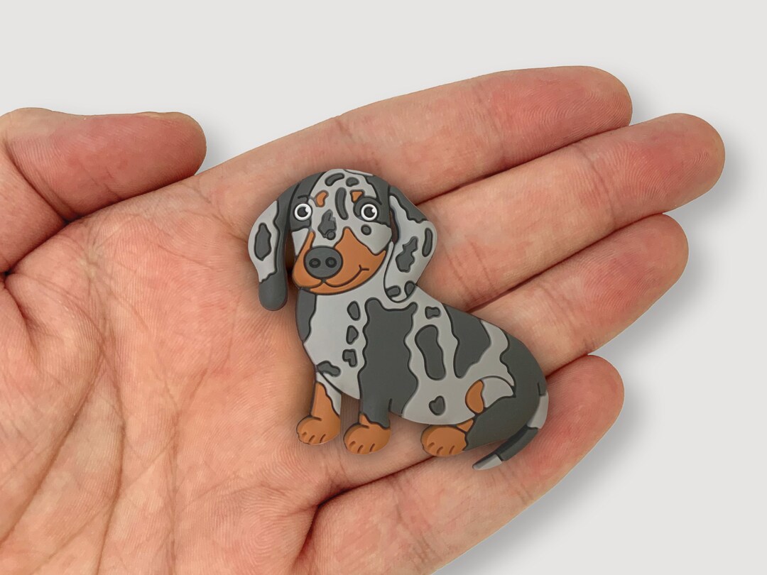 Dachshund Croc Pin Silver Dapple Dachshund Croc Charm Cute Shoe Pins