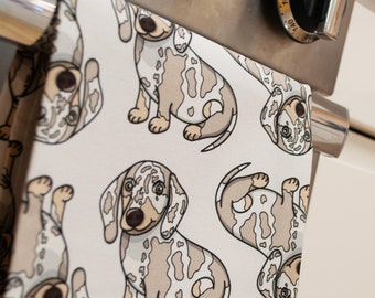 Dachshund Tea Towel | Isabella Dapple | Sausage Dog Tea Towel | Daxie | Dachshund Gifts | Sausage Dog Gifts | Weiner Dog
