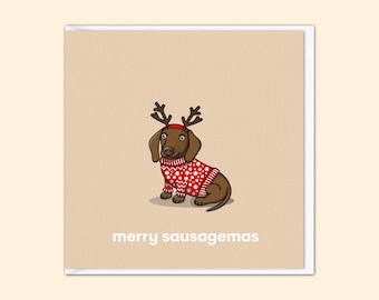 Dachshund Christmas Card | Chocolate Sausage Dog Xmas Card | Dogs Christmas Card | Funny Card | From The Dog | Pet Owners