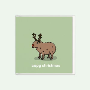 Carte de Noël Capybara | Carte Capybara | Carte de Noël Capybara | Carte de Noël de renne | Amoureux du capybara | Cadeaux Capybara | Cartes pour enfants
