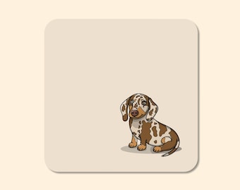 Posavasos de perro salchicha / Perro salchicha moteado de chocolate / Para amigos, mamá, hermana, tía o hermano / Regalos para perros salchicha / Regalos para el Día de la Madre / Perro salchicha