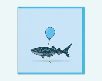 Whale Shark Birthday Card | Whale Greetings Card | Congratulations Card | B Day Card | Maternity Card | Congrats Card | Party Invitation