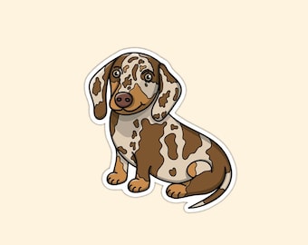 Chocolate Dapple Dachshund Sticker | Sausage Dog Stickers | Car Window Sticker | Mirror Sticker | Laptop Sticker | Journaling | Scrapbooking