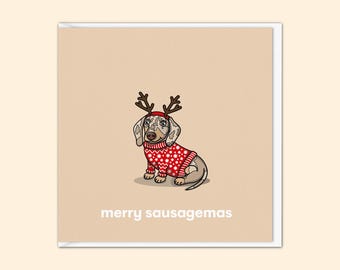 Dachshund Christmas Card | Isabella Dapple Sausage Dog Xmas Card | Dogs Christmas Card | Funny Card | From The Dog | Pet Owners