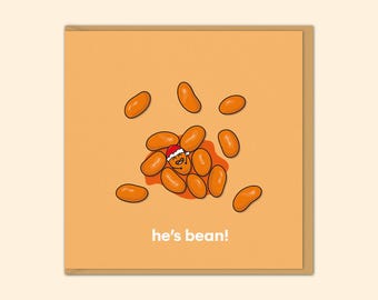 Baked Beans Christmas Card | Santas Been Card | Xmas Card | Father Christmas Card | Beans Lovers | Funny Card | For Boyfriend | For Husband