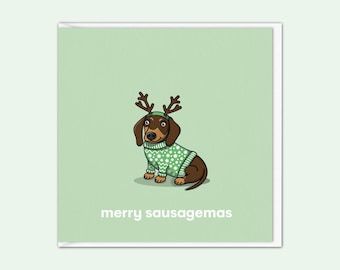 Dachshund Christmas Card | Brown & Tan Sausage Dog Xmas Card | Dogs Christmas Card | Funny Card | From The Dog | Pet Owners