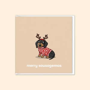 Dackel Weihnachtskarte | Schwarz & Beige Dackel Weihnachtskarte | Hunde Weihnachtskarte | Lustige Karte | Von The Dog | Haustierbesitzer