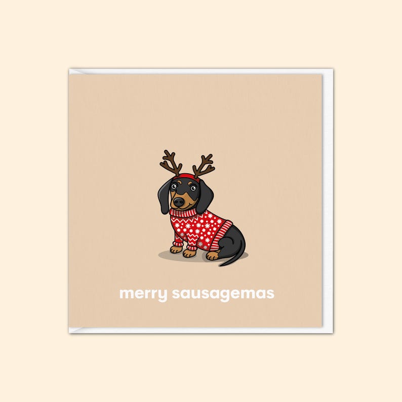 Black and Tan dachshund christmas card