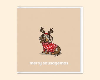Dachshund Christmas Card | Chocolate Dapple Sausage Dog Xmas Card | Dogs Christmas Card | Funny Card | From The Dog | Pet Owners