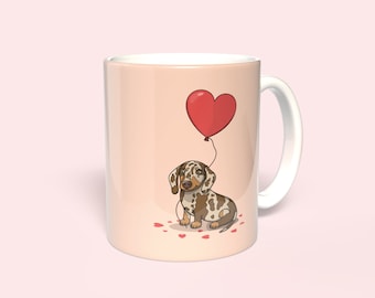 Sausage Dog Mug | Chocolate Dapple Daxie | For Him, Her, Girlfriend, Dog Mum | Animal Present | Miniature Dachshund Mum | Mothers Day Gift