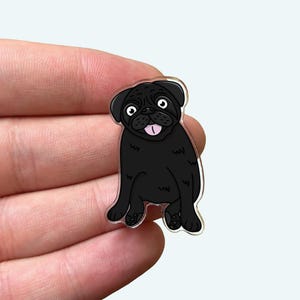 Mops Anstecknadel | Schwarzer Mops Pin Badge | Lustige Pins | Niedliche Pins | Mops Geschenke | Jacke Pins | Hund Pin | Hunde Geschenke | Mops-Besitzer