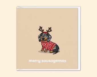Dachshund Christmas Card | Silver Dapple Sausage Dog Xmas Card | Dogs Christmas Card | Funny Card | From The Dog | Pet Owners