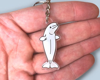Beluga Whale Key Ring | Cute Keyring | Stocking Filler | Gifts for Friends | Animal Keychain | First Car Gift | Cool Keyring | Fun Keychain