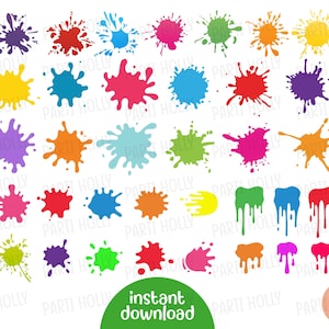 Paint Splatter Svg Png Eps Dxf Pdf Download - Paint Splats Svg-Paint Svg-Schizzi di inchiostro- Macchie di vernice- File di taglio per Cricut- Arcobaleno