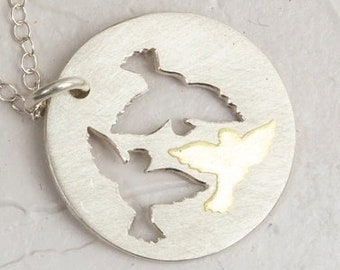 Colgante de paloma, joyería de pájaro de oro, collar con colgante de paloma de oro