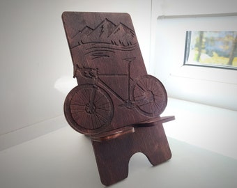 Engraved Bike Phone Stand, Personalized Bicycle Gift