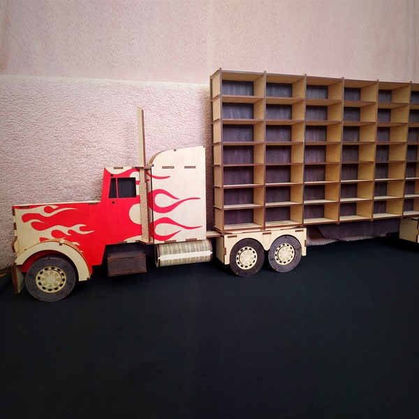 Hot Truck shelf for car model, Toy car storage, Wood wall mounted Display, Game room Truck shelf