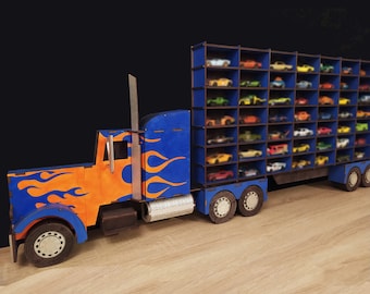 Toy car Organizer, Truck Shelf for Car scale models, Wood Wall Mounted Display, Car Collector Accessories, 1/64 scale models Garage, Gift