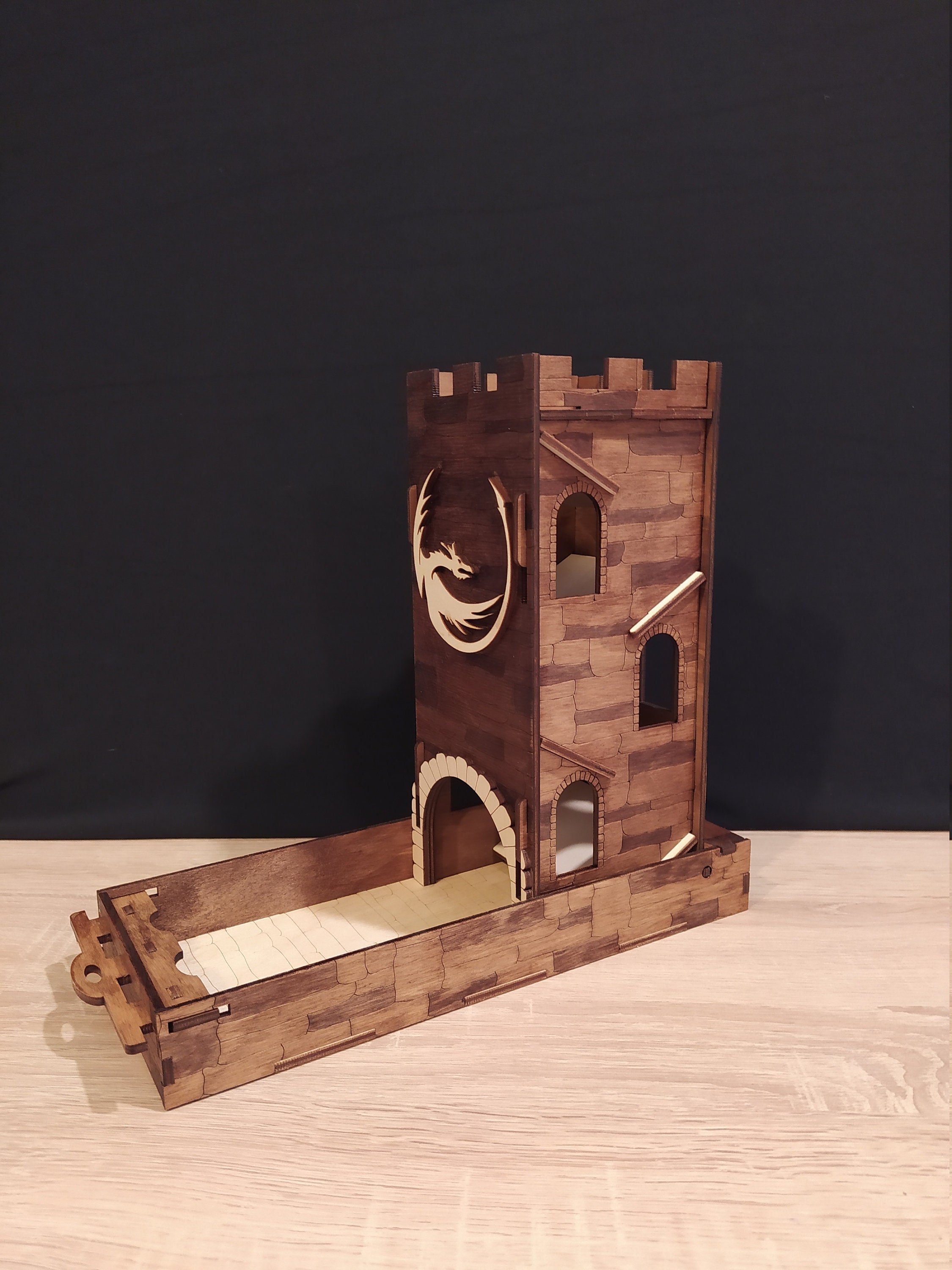 Dice Tower DND Dice Thrower Wood Dice Tray Etsy