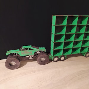 Monster truck Shelf, Hot wheels shelf, 1:64 scale display, Organizer for car models