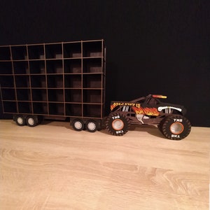 Monster Truck Organizer, Monster Truck scale models displey, Monster Truck Shelf, Wood wall mounded Game room decor
