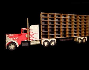 Estante de ruedas calientes, Almacenamiento de autos de juguete, Pantalla montada en la pared de madera, Sala de juegos Estante para camiones