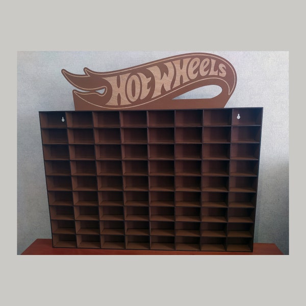Présentoir de voitures jouets brunes, organisateur mural en bois, garage Matchbox, étagère Hot Wheels, support de modèles à l’échelle 1:64, cadeau personnalisé