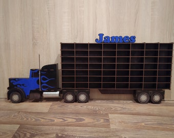 Truck Shelf for Toy Cars, Wood Wall Mounted Display, Car Collector Storage, 1/64 scale models Garage, Gift, Toy car Organizer,