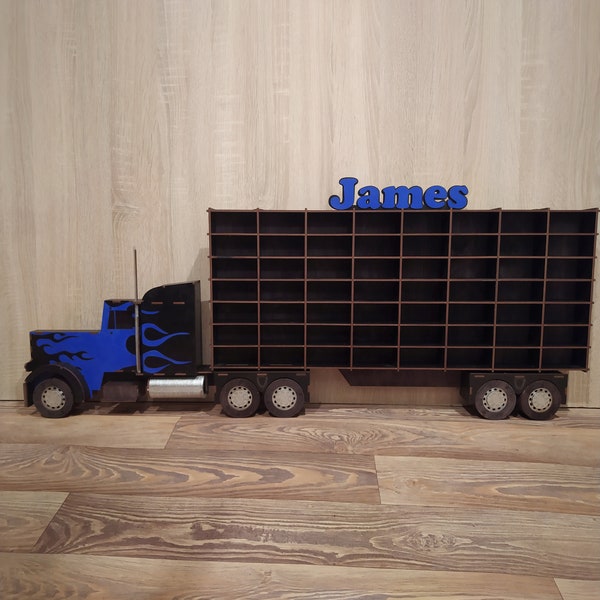 Truck Shelf for Toy Cars, Wood Wall Mounted Display, Car Collector Storage, 1/64 scale models Garage, Gift, Toy car Organizer,