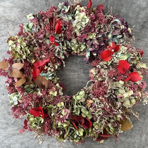 Türkranz aus Trockenblumen / Trockenblumenkranz / Wandkranz / haltbare Türdekoration / Tischdeko / Hortensienkranz