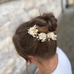 Hairpins &quot;White&quot; made of dried flowers, 3 pieces / Hair accessories / Bridal hair accessories / Flowers for the hair / Hair clip / Hair pin